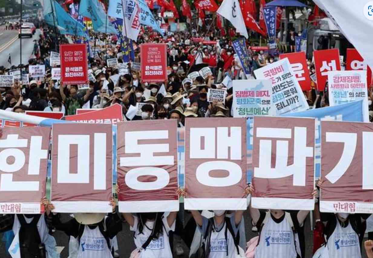 韩国市民团体举行抗议集会！_韩美_对话_韩国外交部